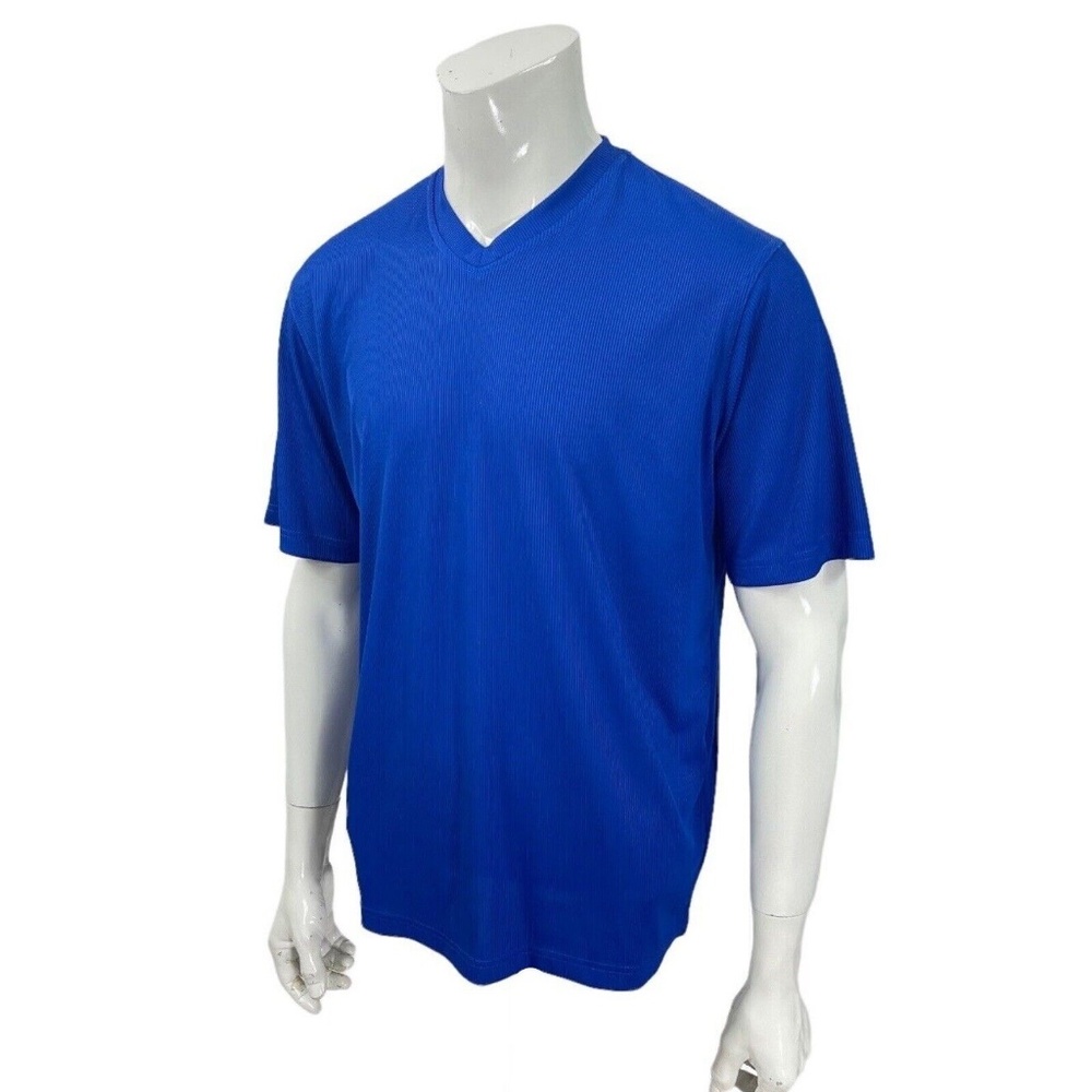 Tulliano V-Neck T-shirt Ribbed Royal Blue Mens Large